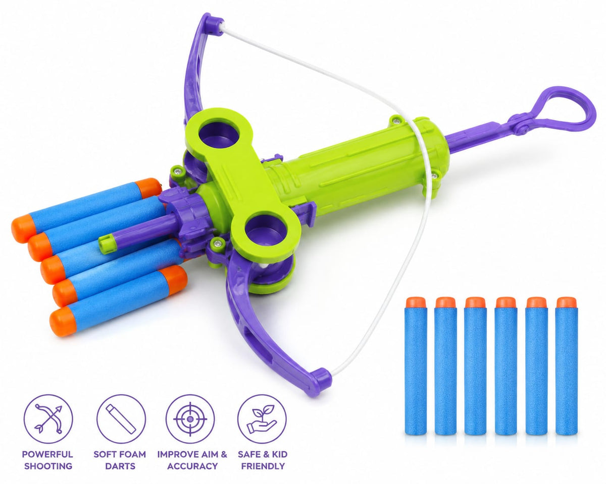 Kids Foam Dart Crossbow Launcher Toy with 6 Soft Foam Darts