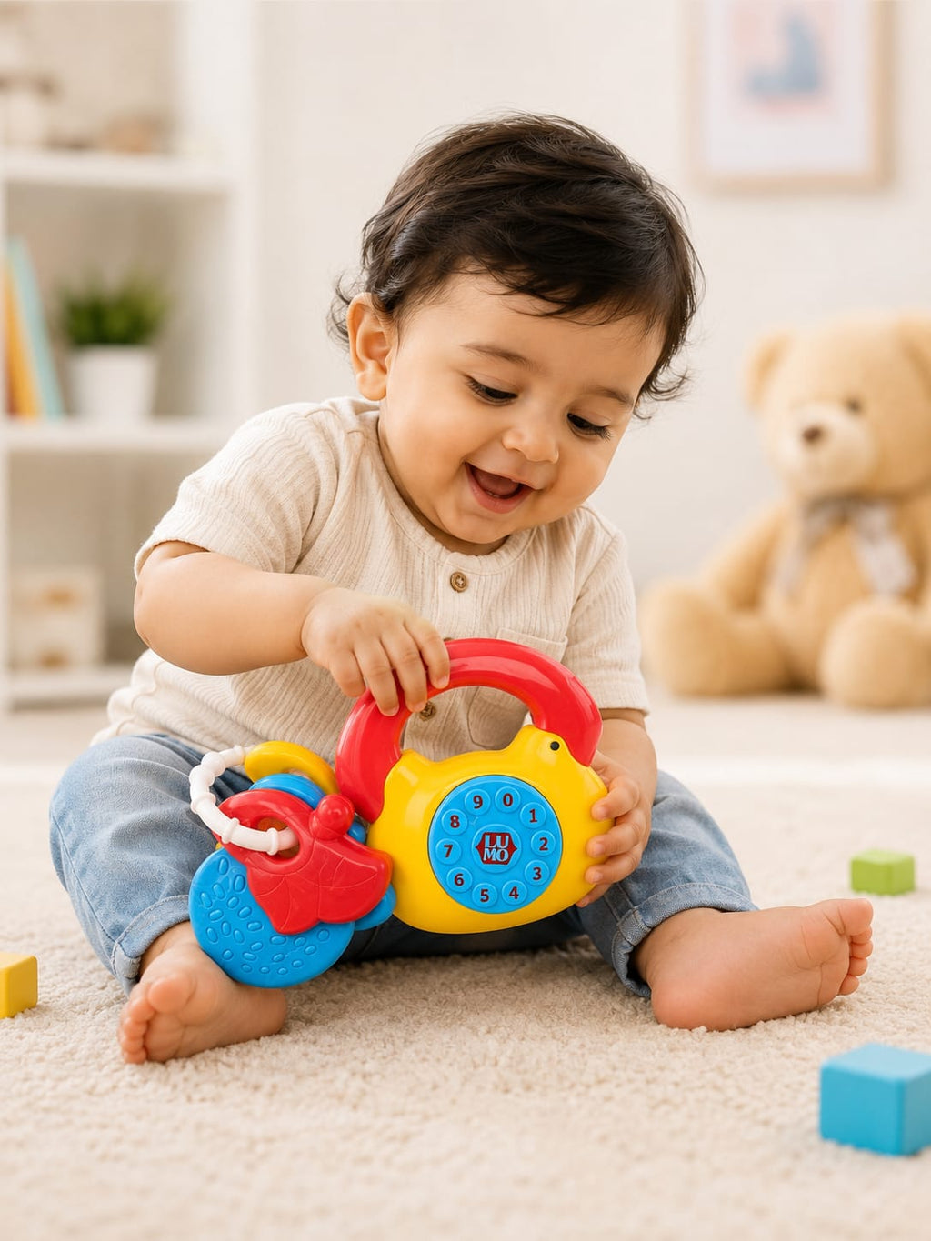 (4 PCS) Kids Musical Telephone Toy with Number Buttons & Colorful Design