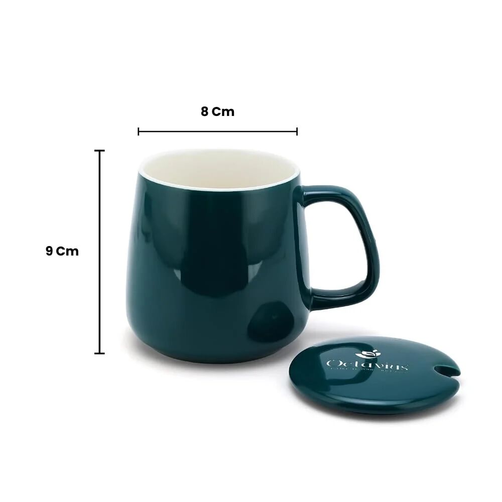 Tea/Coffee Mug Warmer - 350 Ml | Heating Function Electric Warmer Plate with Auto Shut Off | for Home and Office Use | Includes: Mug, Lid and Heating Plate - Green