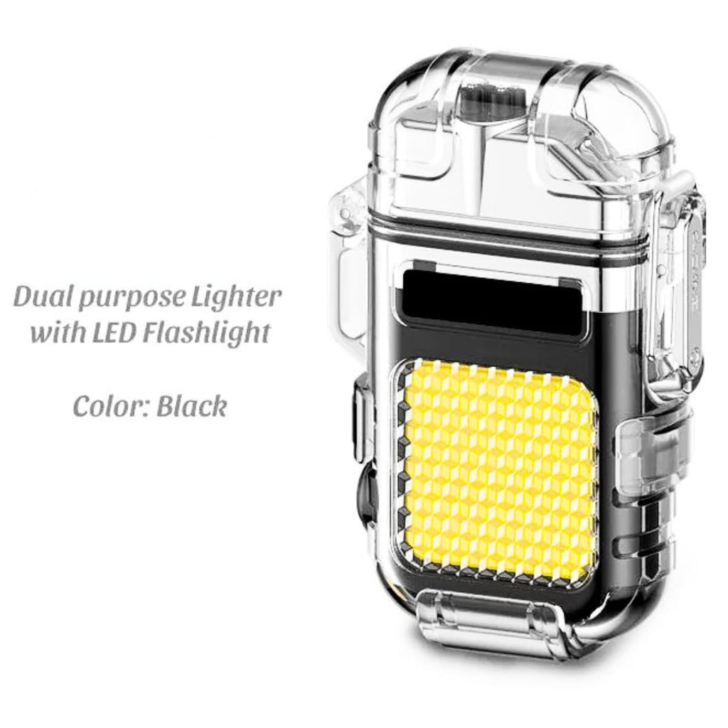Rechargeable Flashlight with Electric Lighter, Waterproof COB LED Mini Work Light, Type-C Charging Portable EDC Torch, Windproof Plasma Lighter for Camping & Emergency