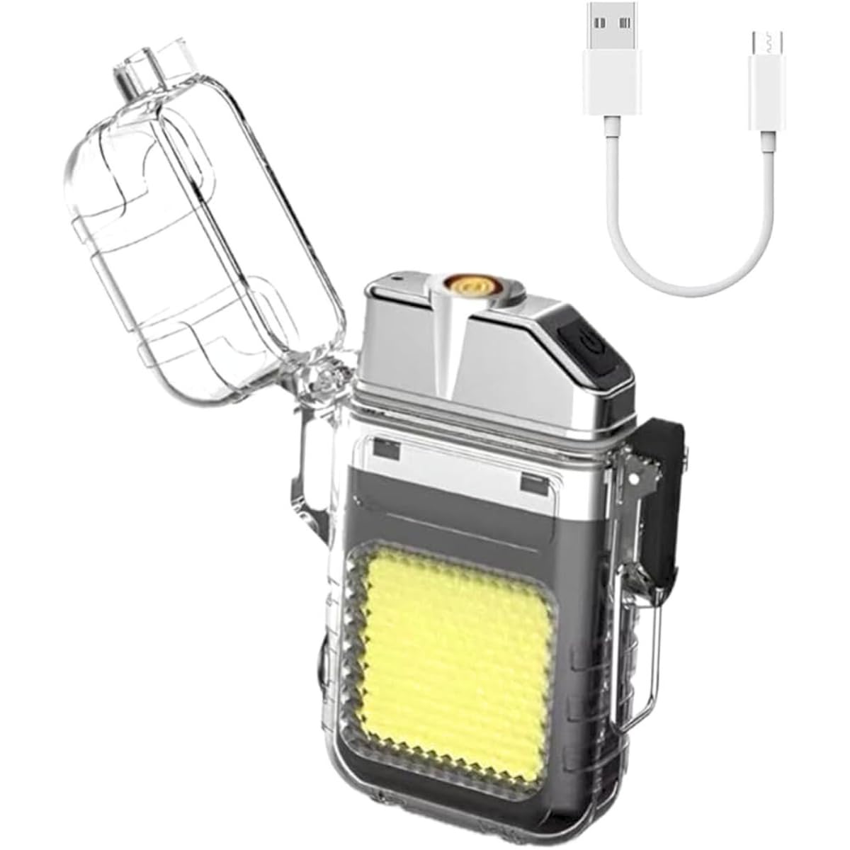 Rechargeable Flashlight with Electric Lighter, Waterproof COB LED Mini Work Light, Type-C Charging Portable EDC Torch, Windproof Plasma Lighter for Camping & Emergency