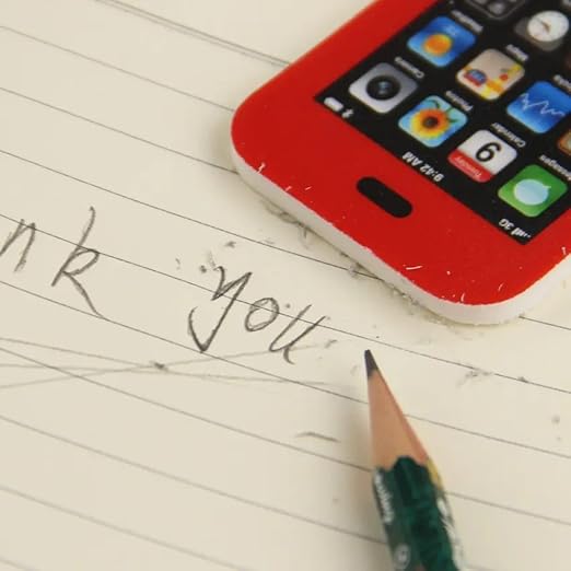 (Pack of 16) Mobile Shape Erasers for Kids  | Cute Smartphone Design Pencil Erasers | Stationery Return Gifts for School Students, Birthday Party Favors (Multicolor)