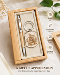 Premium Gifting Wooden Pen with Keychain Engraved Message for Teachers Days Ball Pen (Ink Color - Blue)