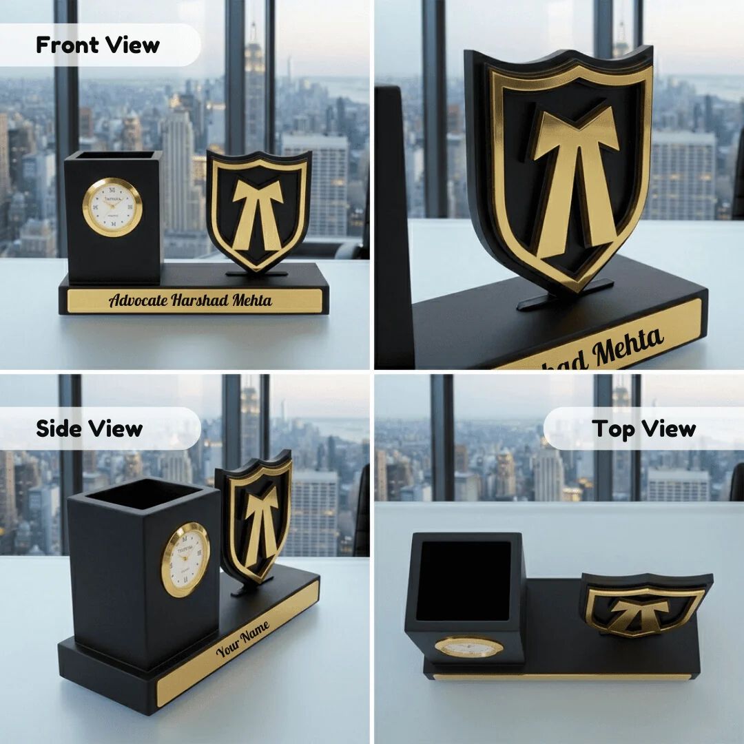 Personalized Advocate Desk Organizer Gift with Clock & Pen HOLDER PERFECT FOR GIFTS