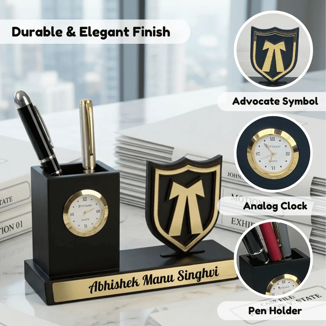 Personalized Advocate Desk Organizer Gift with Clock & Pen HOLDER PERFECT FOR GIFTS