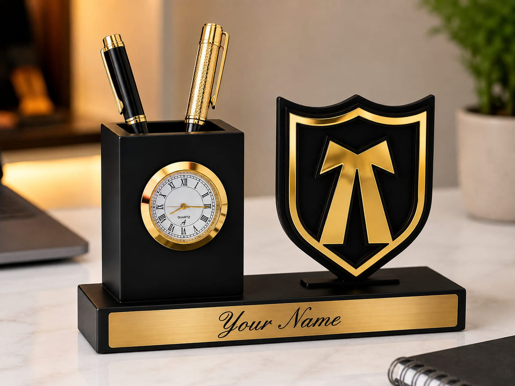 Personalized Advocate Desk Organizer Gift with Clock & Pen HOLDER PERFECT FOR GIFTS