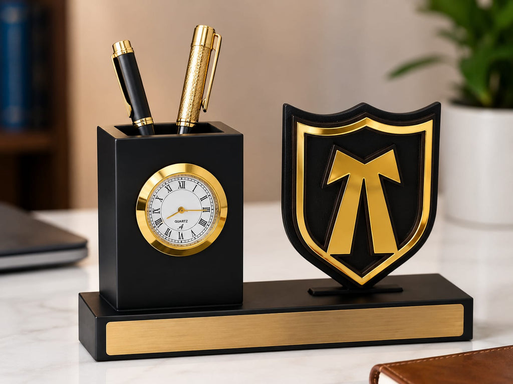 Personalized Advocate Desk Organizer Gift with Clock & Pen HOLDER PERFECT FOR GIFTS