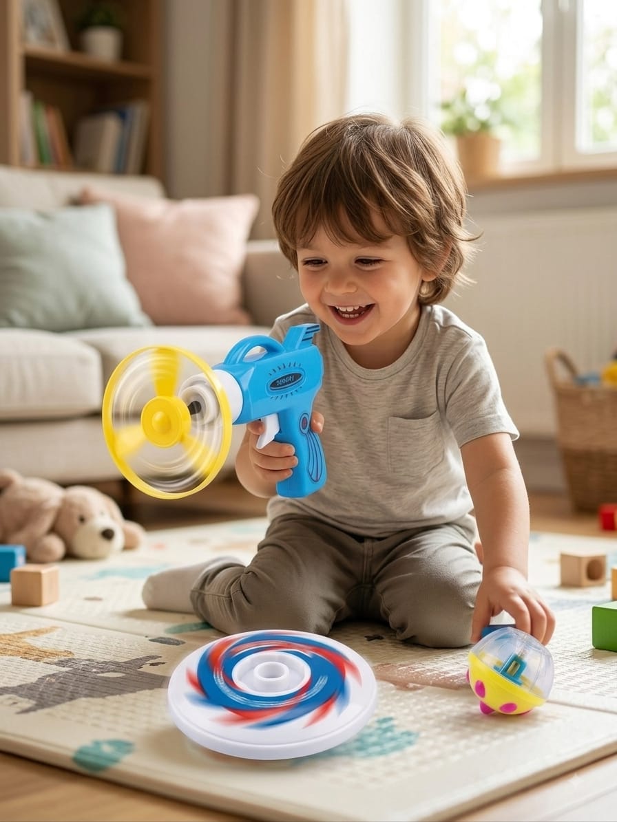 Flash & Sound Super Speed Spinner Gun Set for Kids