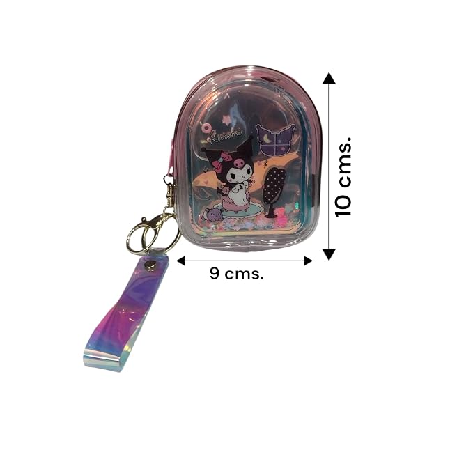 Transparent PVC Mini Coin Pouch with Keychain & Wrist Strap | Cute Cartoon Zipper Wallet | Portable Earbuds & Coin Case