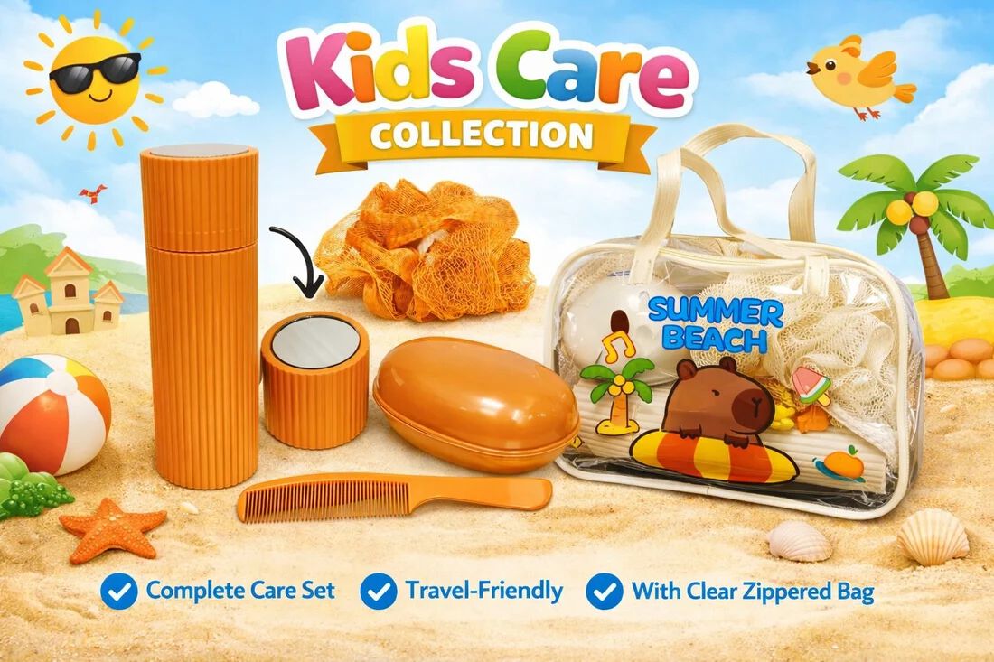 Luxury Kids Bath Essentials Set, Children’s Travel Bath Kit