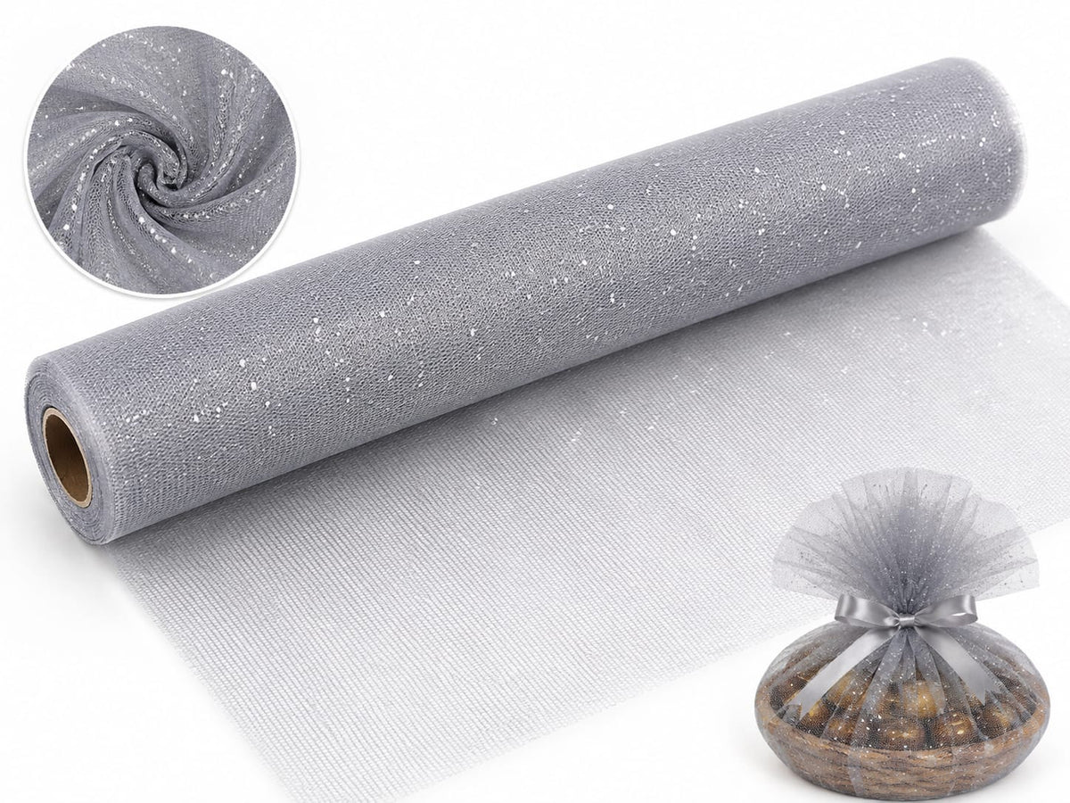 Multicolour (12.5) Glitter Tulle Net Fabric Roll for Gift Wrapping & Decoration