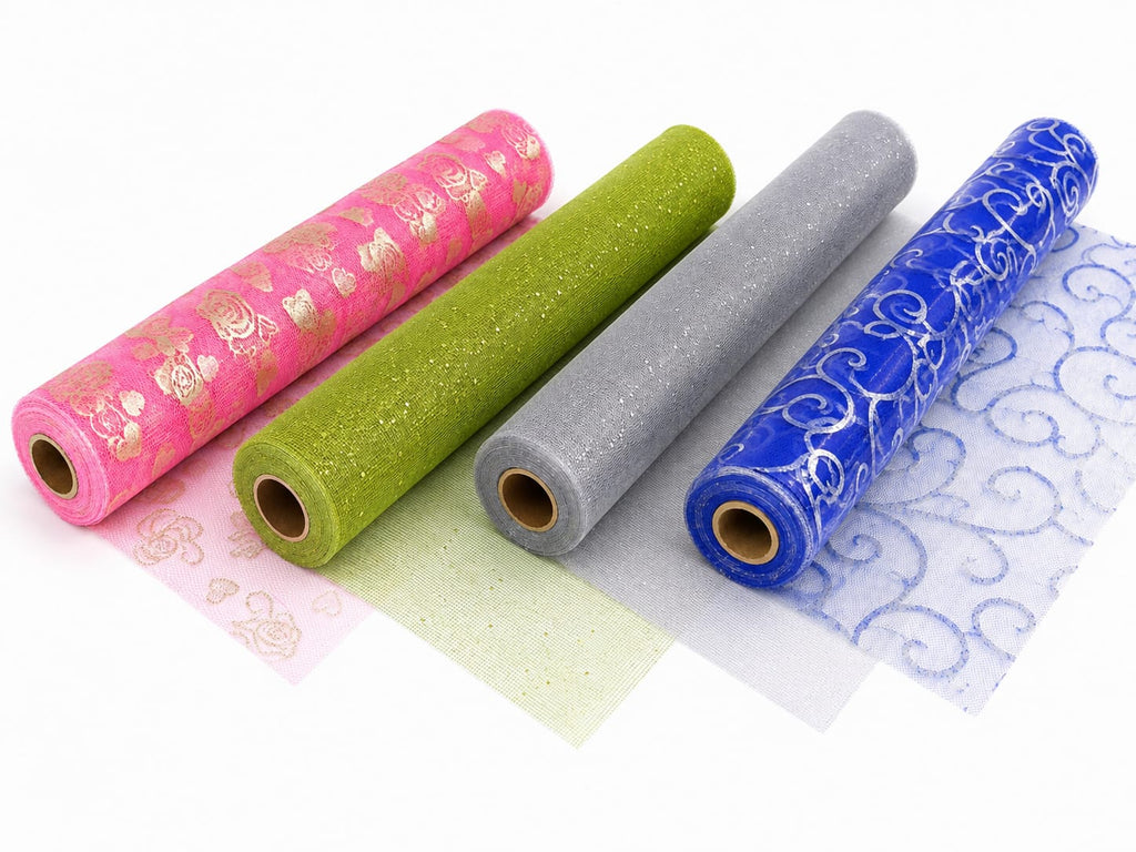Multicolour (12.5) Glitter Tulle Net Fabric Roll for Gift Wrapping & Decoration