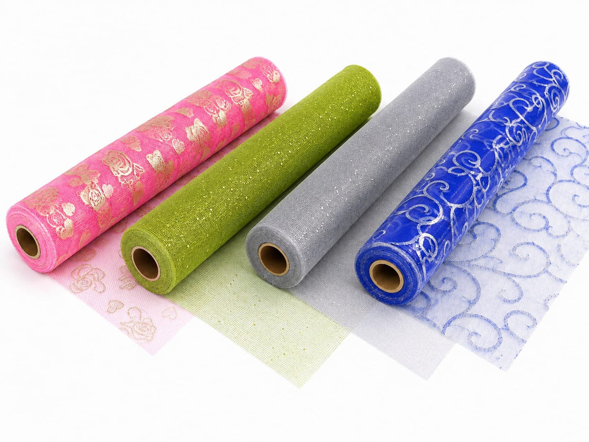 Multicolour (12.5) Glitter Tulle Net Fabric Roll for Gift Wrapping & Decoration