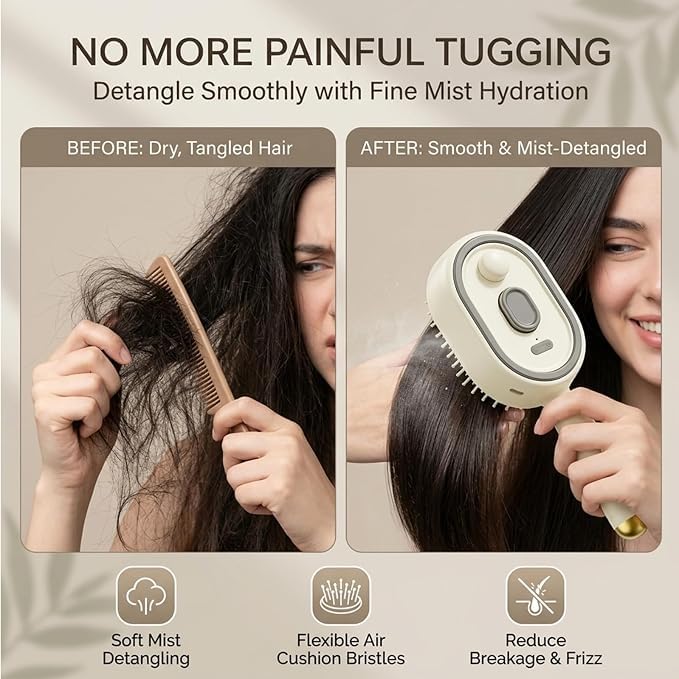 Electric Spray Retractable Air Cushion Comb with Mist Function