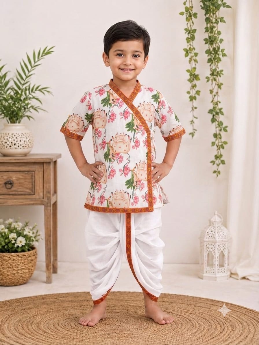 (0-3 Years) Kids Traditional Boys Ethnic Dress Set Multicolour