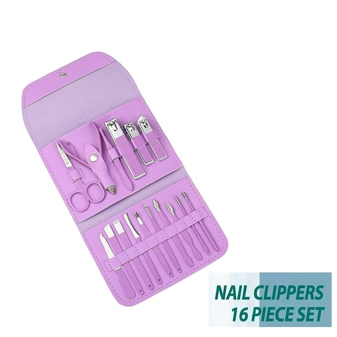 16 In 1 Manicure Kit Professional Nail Kit For Pedicure & Manicure, Pedicure Tools With Toenail Clippers