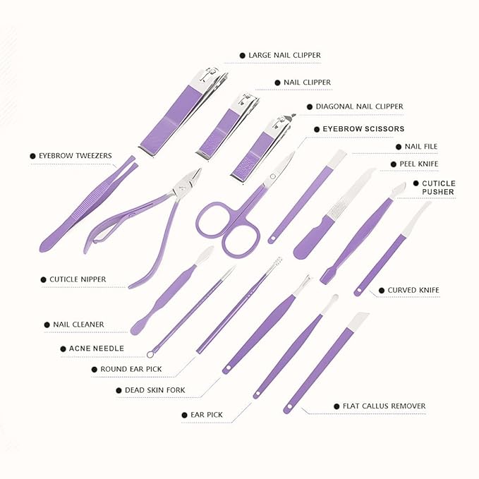 16 In 1 Manicure Kit Professional Nail Kit For Pedicure & Manicure, Pedicure Tools With Toenail Clippers