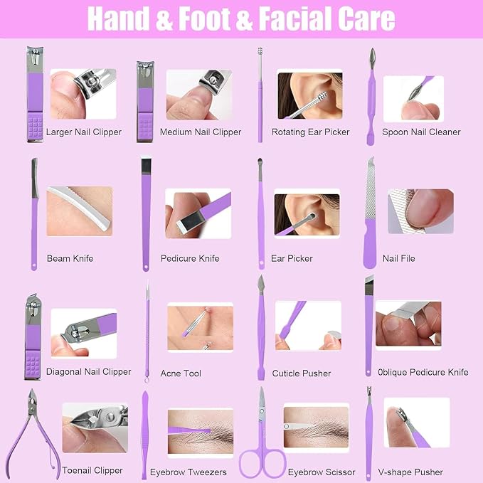 16 In 1 Manicure Kit Professional Nail Kit For Pedicure & Manicure, Pedicure Tools With Toenail Clippers
