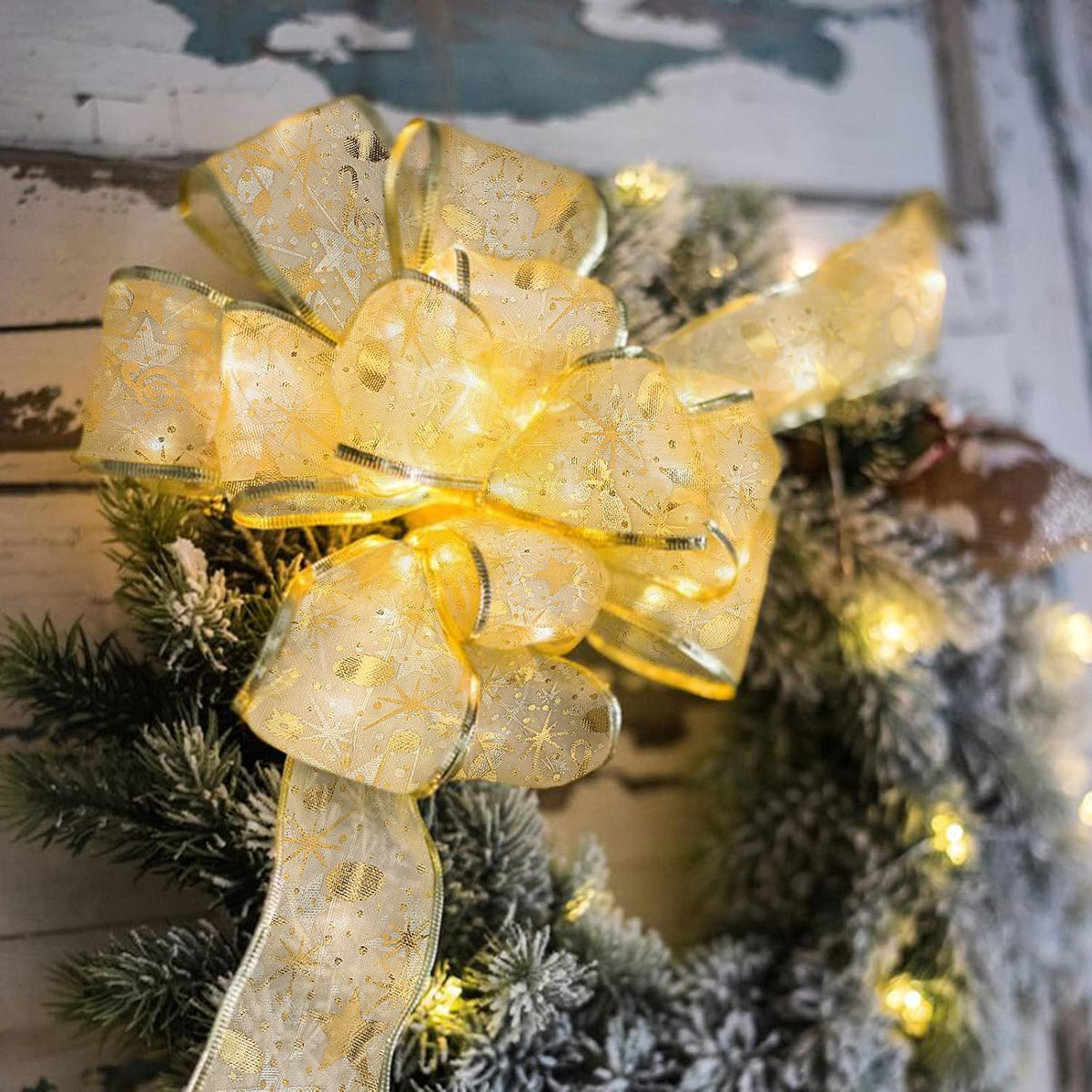 YGD-20 Gold Fairy LED Ribbon Strip String Lights Festival Decor for Outdoor Tree Garden Indoor Party Supplies {2 M}