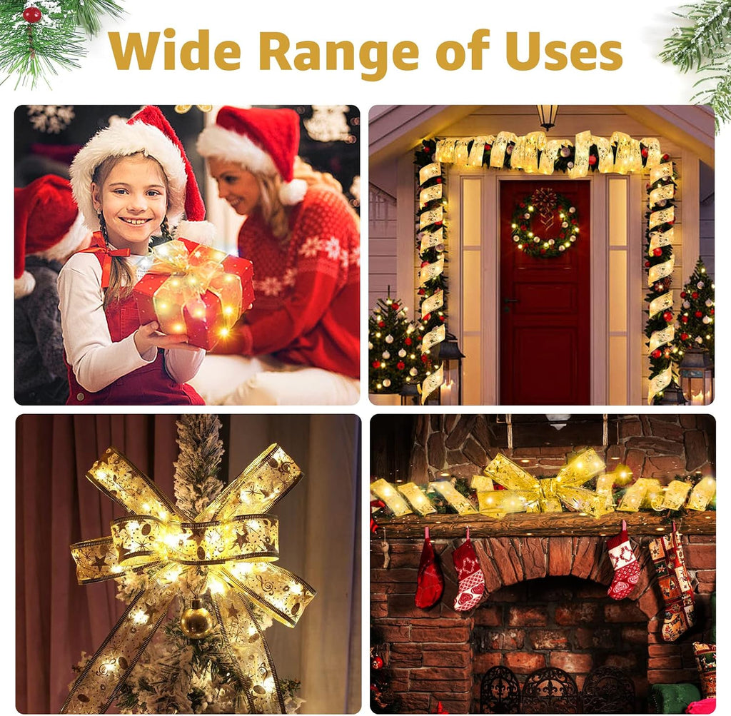 YGD-20 Gold Fairy LED Ribbon Strip String Lights Festival Decor for Outdoor Tree Garden Indoor Party Supplies {2 M}
