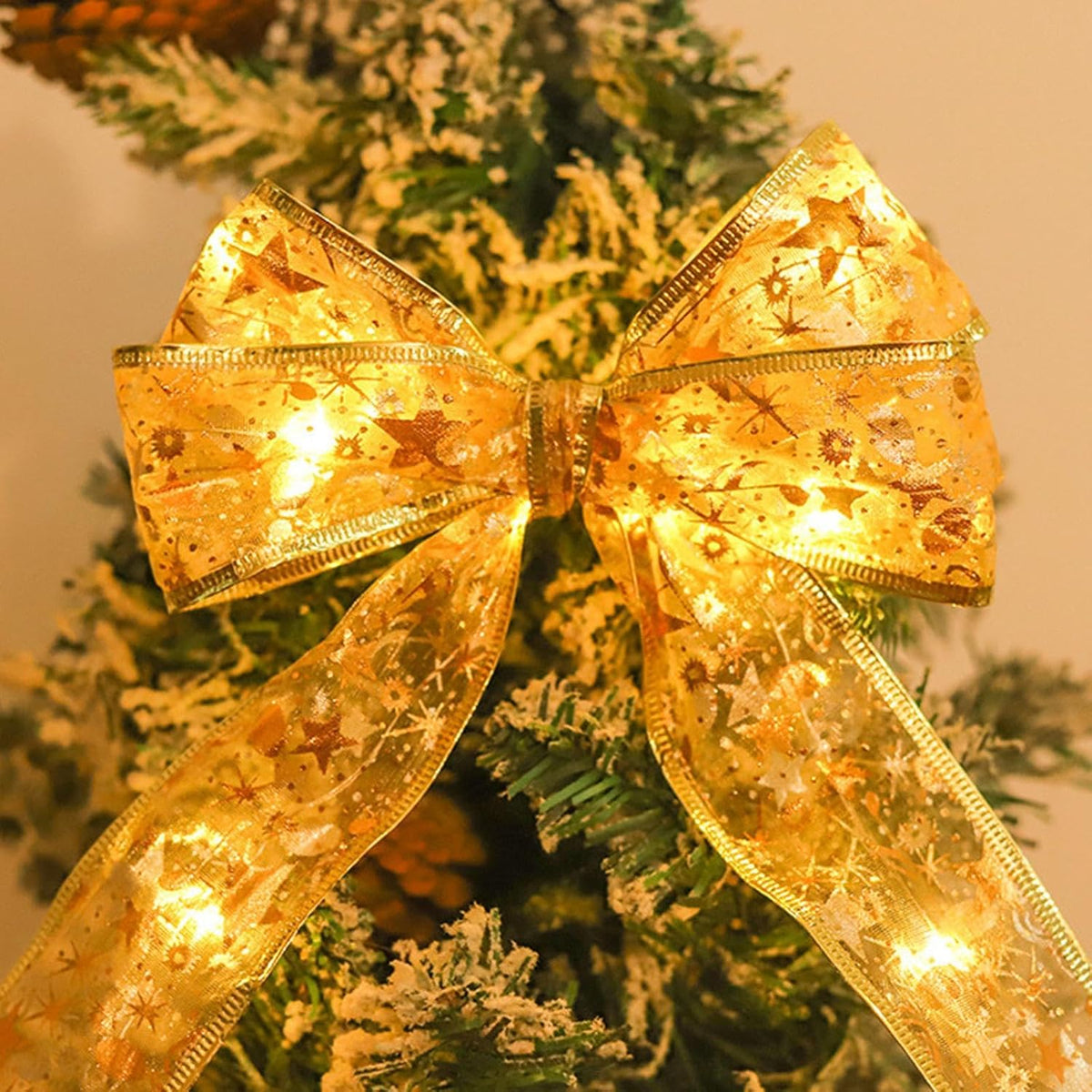 YGD-20 Gold Fairy LED Ribbon Strip String Lights Festival Decor for Outdoor Tree Garden Indoor Party Supplies {2 M}