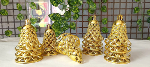 (Pack of 25) Plastic Golden Hanging Bells for Decoration – Lightweight Christmas Tree Bells for DIY Crafts, Party Decorations, Home Décor, Festival Hanging Ornaments & Gift Decoration - 21089