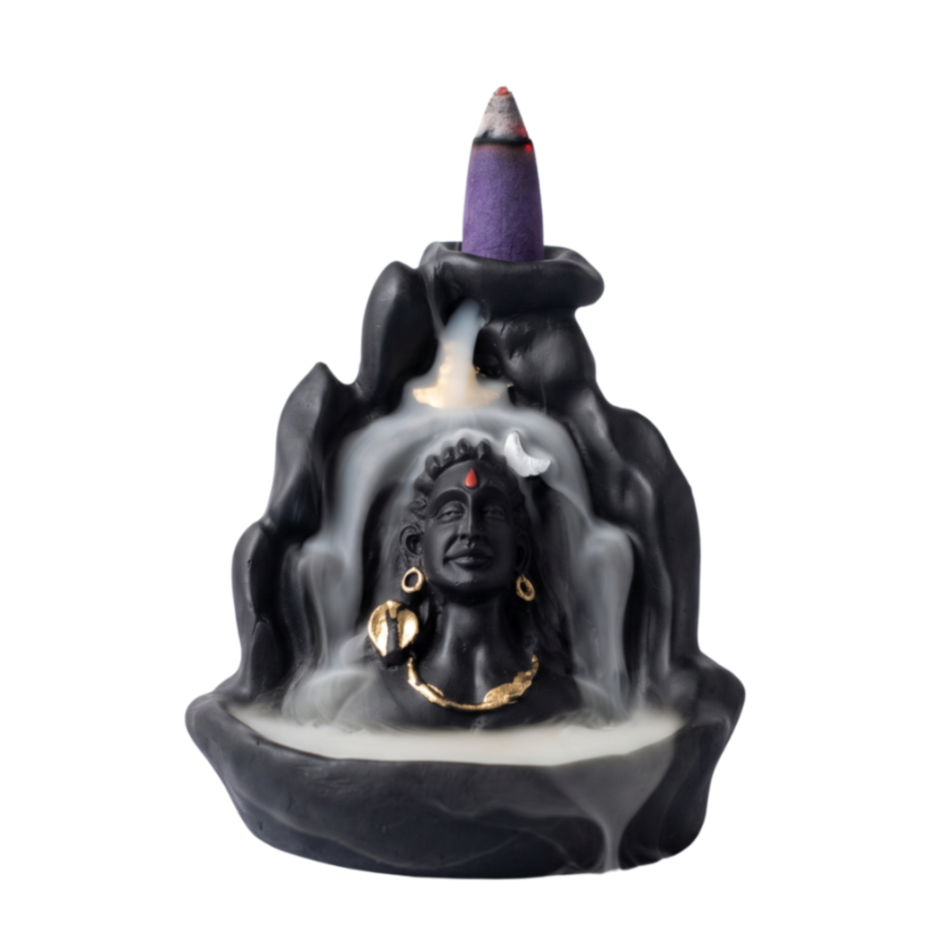 Lord Adiyogi Shiva Statue with Incense Folder, Mahadev Murti for Mandir, Home/Office Decor with Free 10 Incense Cones - 21102