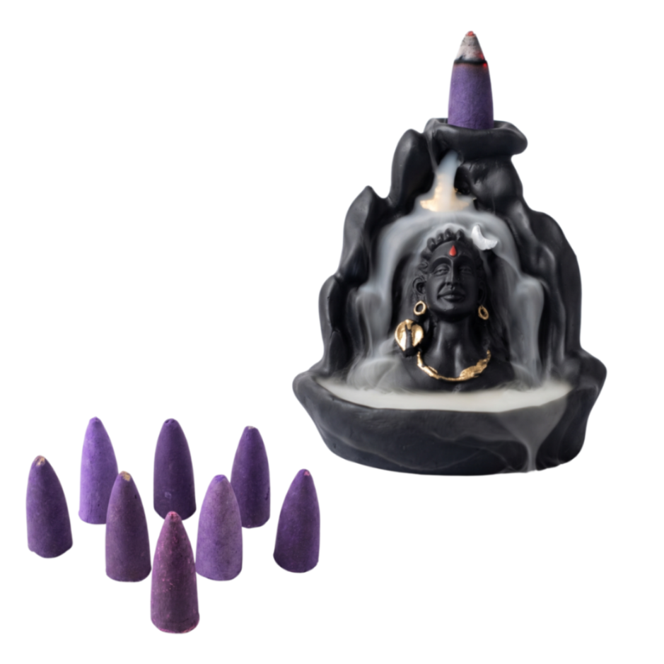 Lord Adiyogi Shiva Statue with Incense Folder, Mahadev Murti for Mandir, Home/Office Decor with Free 10 Incense Cones - 21102
