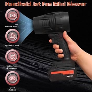 Cordless Electric Air Blower, Portable Turbo Jet Fan with High-Power Brushless Motor for Car, Home, Garage, Outdoor and Road Cleaning
