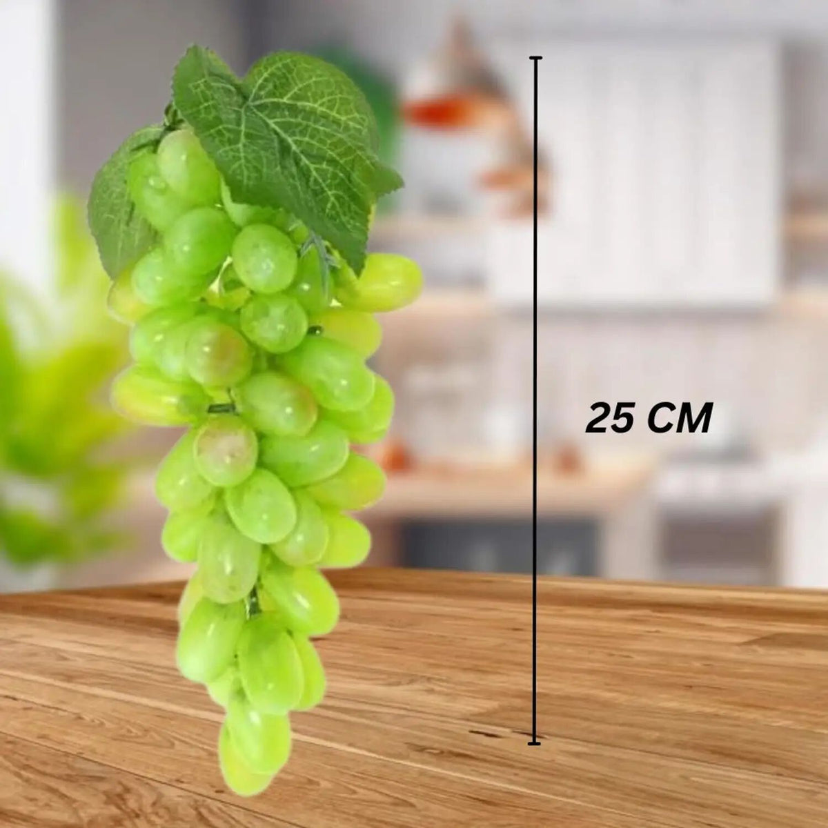 Artificial Grape Bunch with Leaves | ECOSPEL Green Grape Bunch for Car Hanging Home Decor, Table Decor | Medium Size {Green/ Black Grape} - 21120