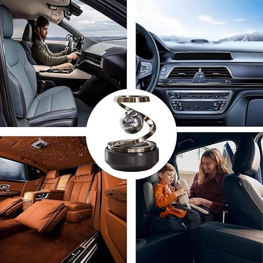 Solar Rotating Car Air Freshener-Refillable Aromatherapy Diffuser & Eco-Friendly Dashboard Air Purifier with Stylish Auto-Rotation, Solar-Powered Fragrance Diffuser for Car Interior