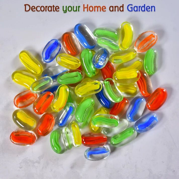 Glass Gem Stone, Flat Round Marbles Pebbles For Vase Fillers, Attractive Pebbles For Aquarium Fish Tank. - 21116