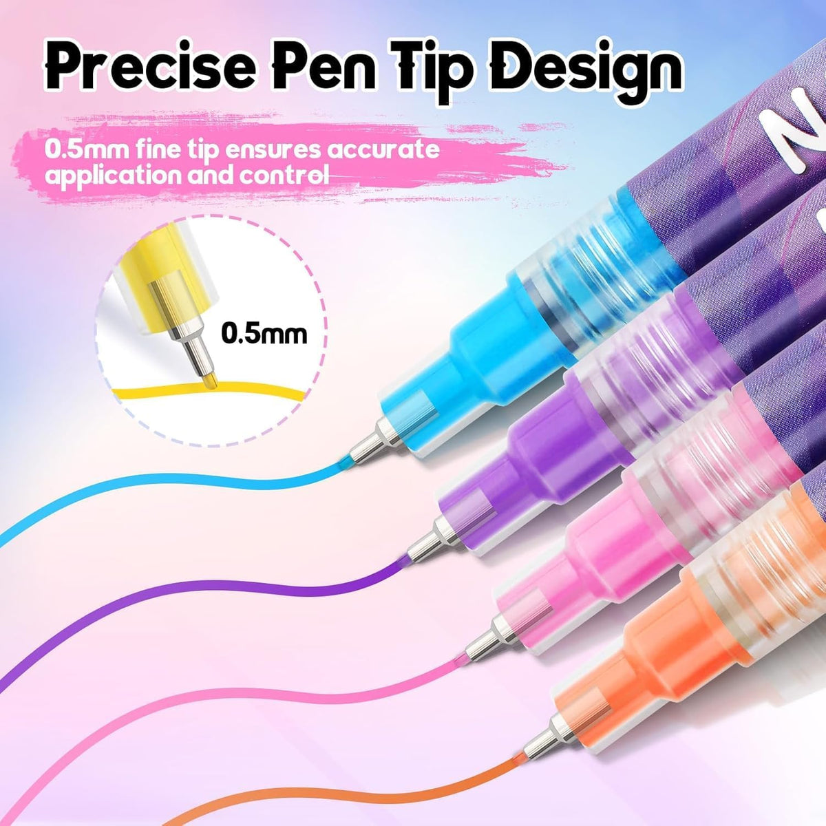 { 12 Color} Nail Art Pens Set, Nail Polish Pens 0.5MM Fine Tip Acrylic Paint Pen Nail Art Markers Quick-Dry Nail Art Tools for Dotting Drawing Painting DIY Nail Art Beauty Manicure - 21118
