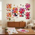 HH-011 3D Vase Wall Stickers, Stereo Flower Wall Stickers, DIY Red Overlay Floral Wall Decor Removable Waterproof Wall Art for Bedroom, Living Room, Office, Study