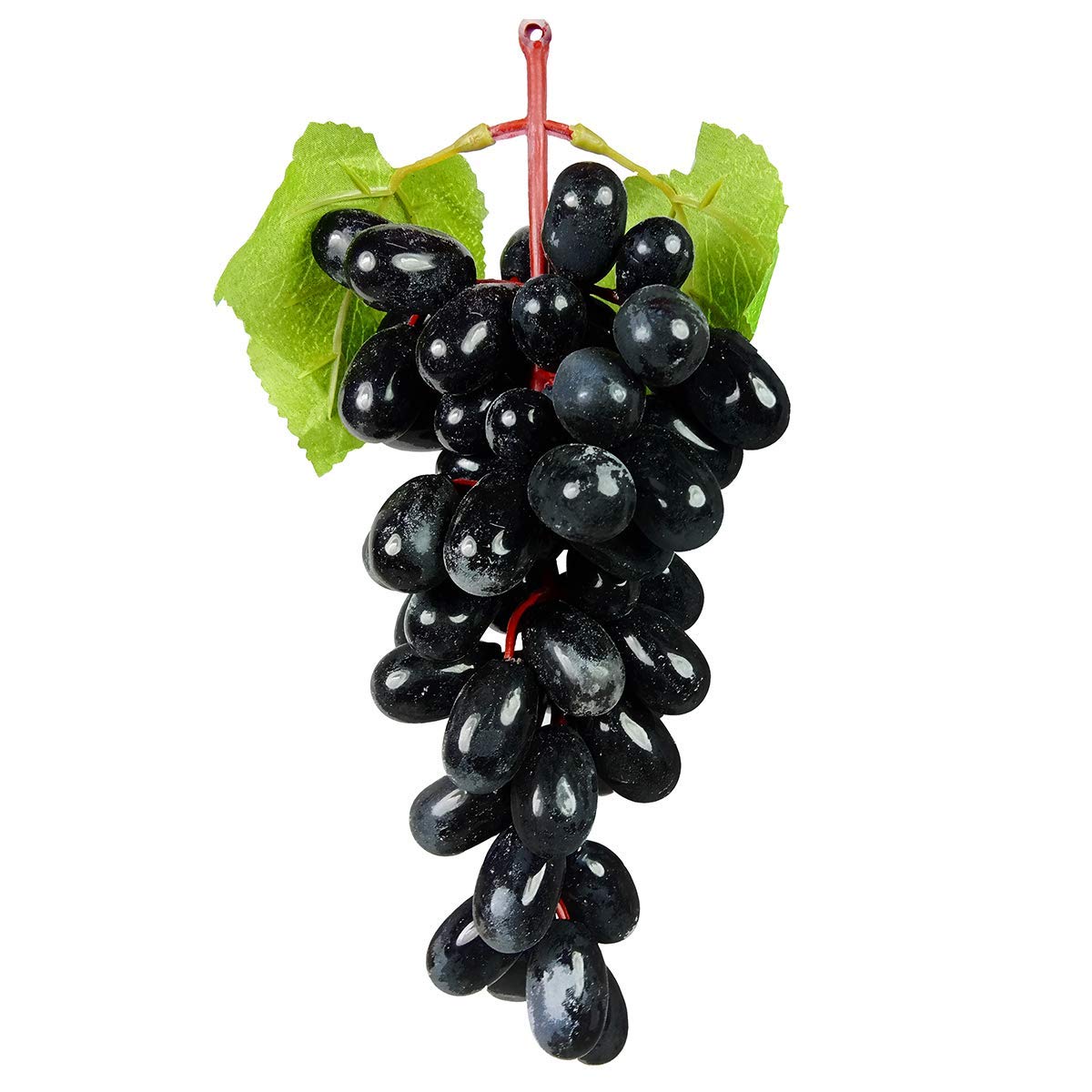 Artificial Grape Bunch with Leaves | ECOSPEL Green Grape Bunch for Car Hanging Home Decor, Table Decor | Medium Size {Green/ Black Grape} - 21120