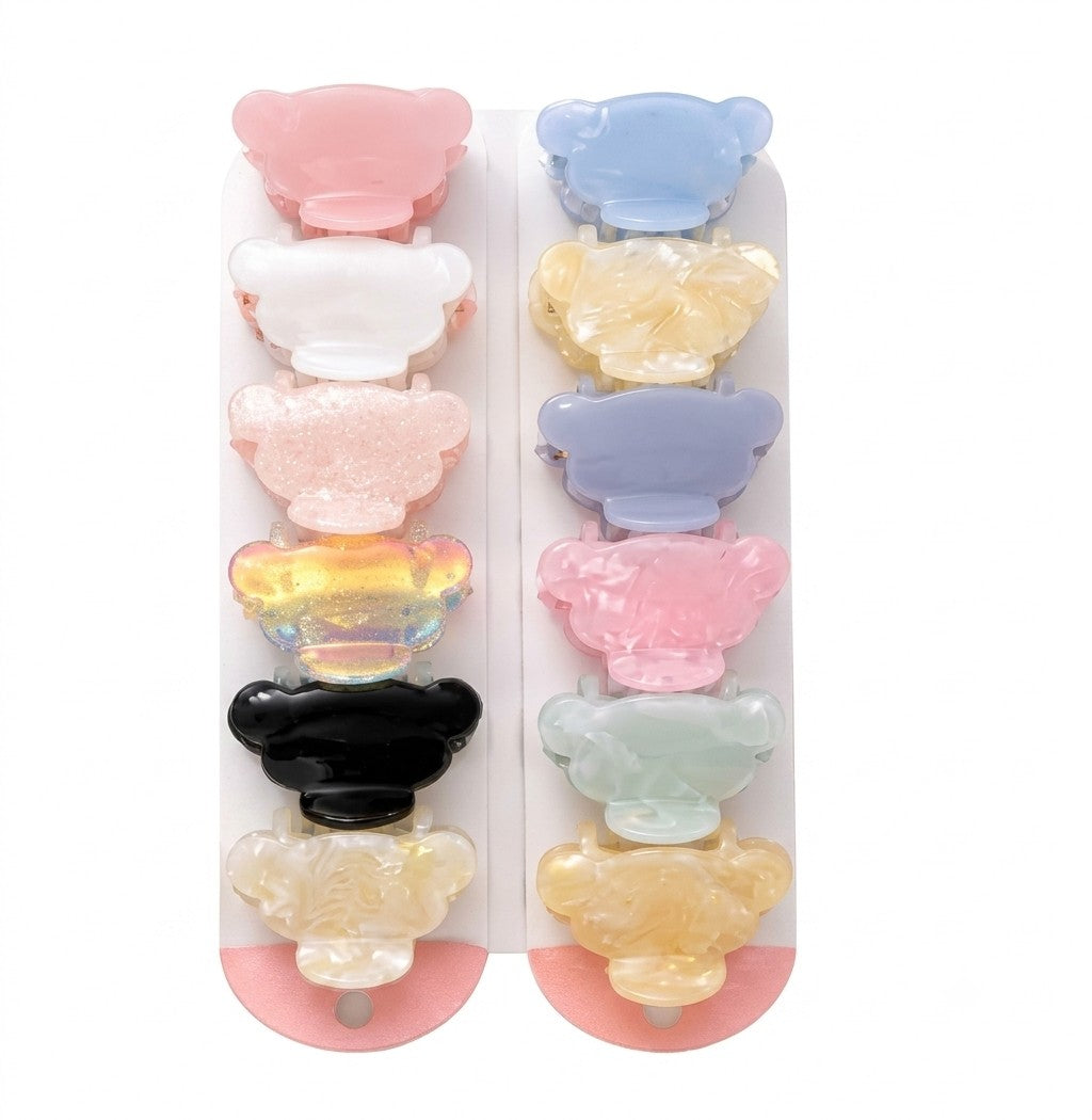 {Pack of 12} Women's Plastic Printed Hair Clutcher/Claw Clip (Medium, Multicolour)