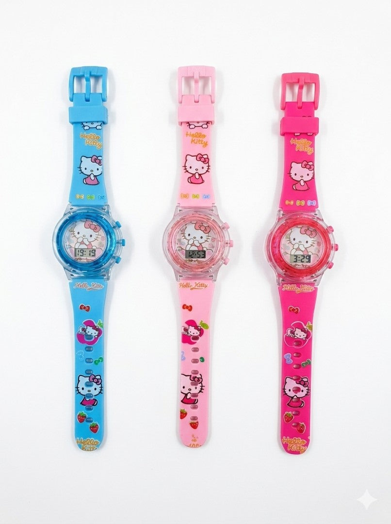 Digital Watch for Girls - Cute Cartoon Printed Strap, LED Display,  of 1 Colorful Watches