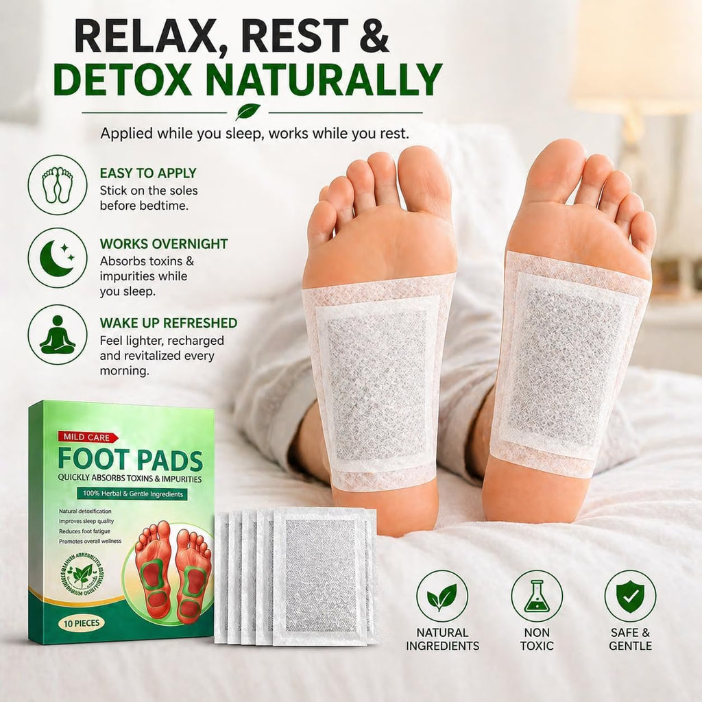 Foot Pads 5 Days Detox Treatment Contain 10 Patches  Patch for Sleep Aid & Relaxation Herbal Natural Bamboo Vinegar Pads with Gentle Ingredients for Pain Relief, Foot Freshness, Toxin Removal & Massage Therapy
