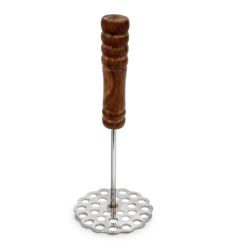 Stainless Steel Press Floral Flower Shape Potato Masher | Wooden Handle Potato Masher, Stainless Steel, Kitchen Tool, Manual Masher