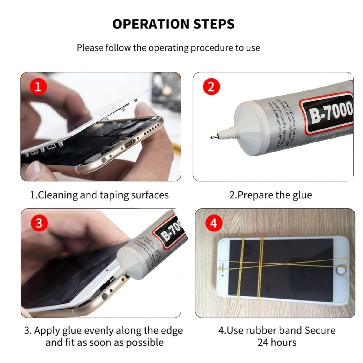 B-7000 Industrial Strength Adhesive Glue 50ml with Precision Tip, Multi-Purpose Clear Glue for Mobile Phone, Rhinestones, Crafts, Shoes, Fabric, Jewelry, Aari Work, Beads