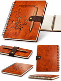 Wooden Cover Spiral Notebook with Pen | Eco-Friendly Diary with Laser-Cut Floral Design & Wooden Pen | Reusable Writing Journal for Office, School, Travel & Gifting | Hard Cover Rustic Notepad - 21293