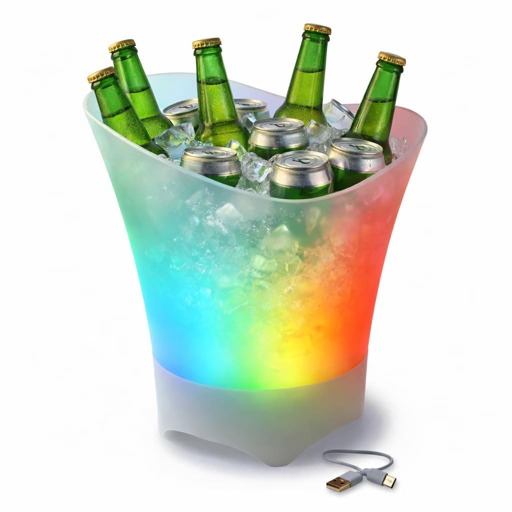 BE-99  Ice Bucket with Bluetooth Speaker LED Light, Rechargeable & Portable Party CoolerMulti-Color LED Party Tub for Drinks & Music Chiller & Sound in One Ideal for Parties & Events