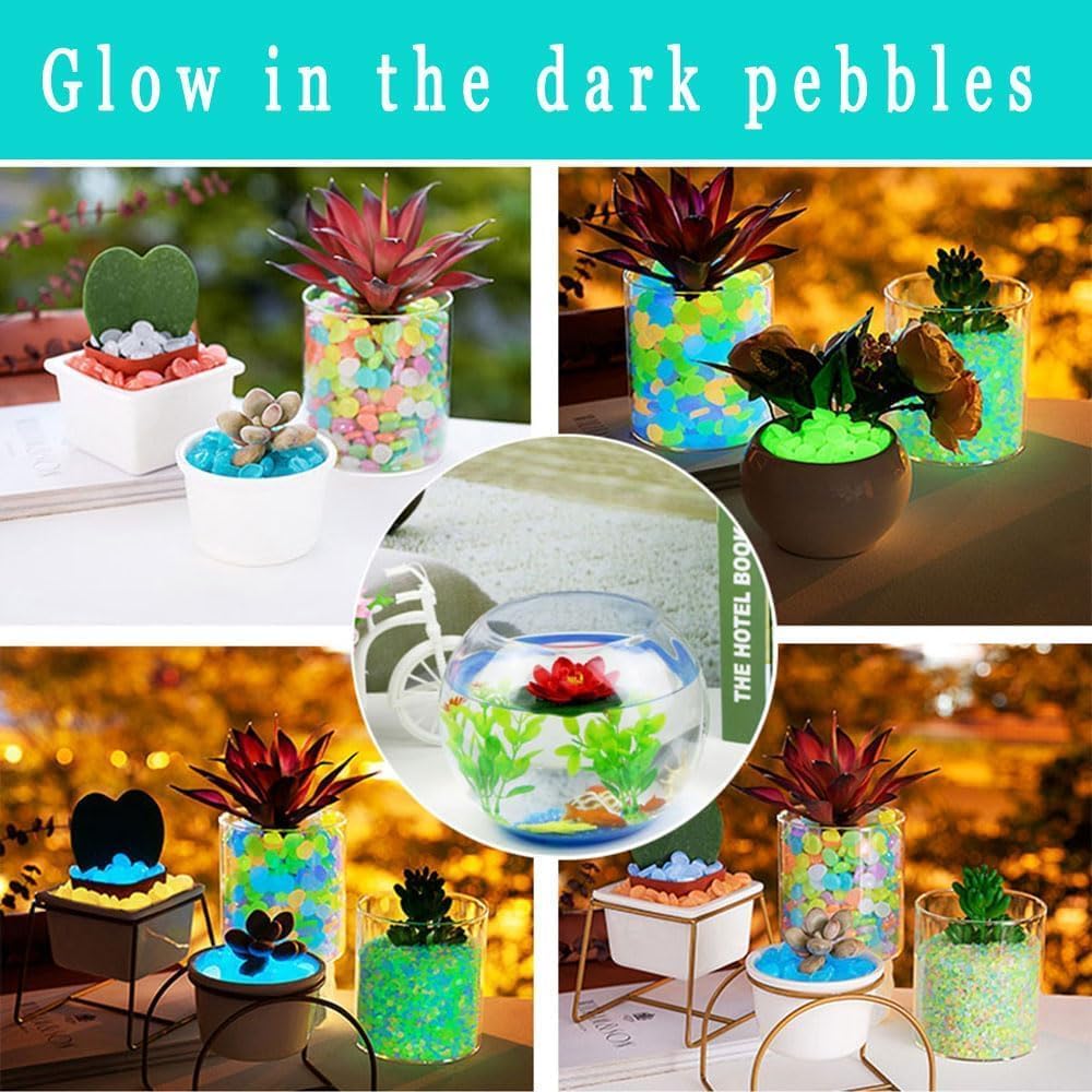 Radium Glossy Stone Glow in The Dark Decorative Pebbles Luminous Resin Stones for Aquarium Garden Vase Pathway & Home Décor Non-Toxic Reusable Glow Rocks (SMALL MULTI GLOWING)