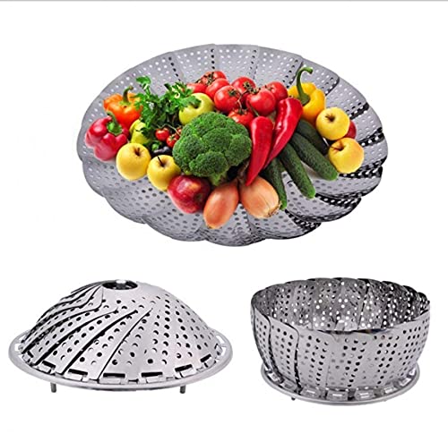 Premium Stainless Steel Folding Steamer Basket (9.5 Inch) – Adjustable Vegetable Steamer Insert for Pots, Pans, and Instant Pot – Multi-Functional Kitchen Colander and Fruit Bowl - 21306