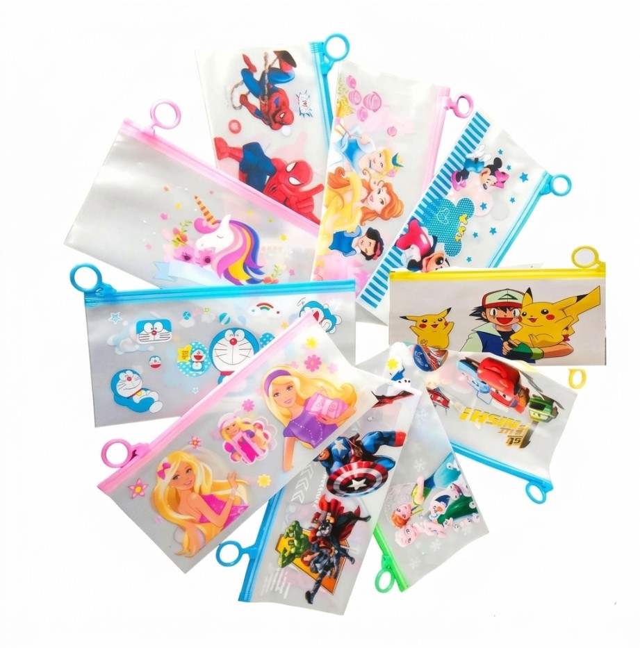 {12 Pcs} Bundle Cartoon Stationery Zip Pouch for Pen Pencil