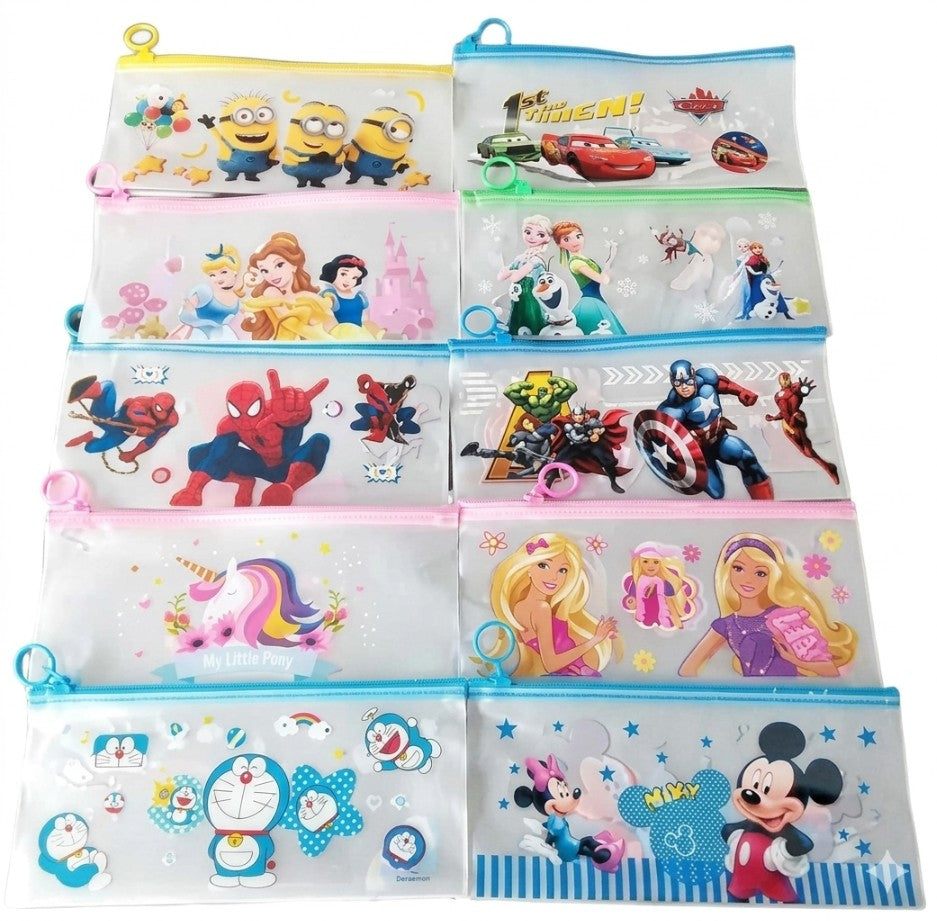 {12 Pcs} Bundle Cartoon Stationery Zip Pouch for Pen Pencil