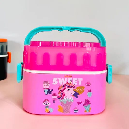 Cartoon Lunch Box – Double Layer Tiffin with Handle - 21312