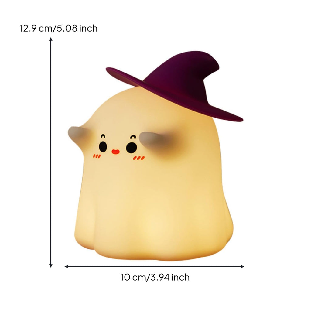 Soft Glow Squishy Silicone Ghost Lamp Warm Yellow Ghost Night Light Spooky-Cute Silicone Night Light Child-Friendly for Children, Toddlers, Nightstand, Bedroom - 21313