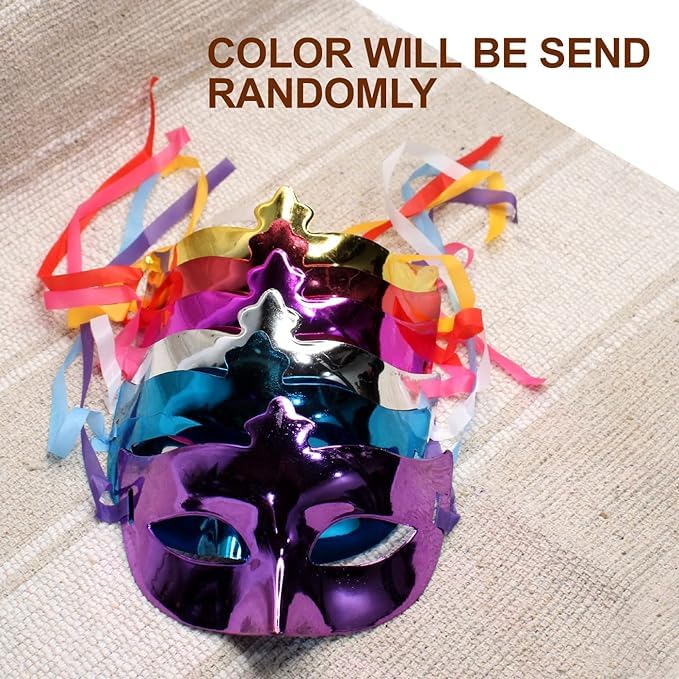 [Pack of 12] Prime Colourful Eye Mask Role Play Theme Party Mask for Halloween Xmas Party,Birthday Party for Kids and Adults [Random Colour] - 21319