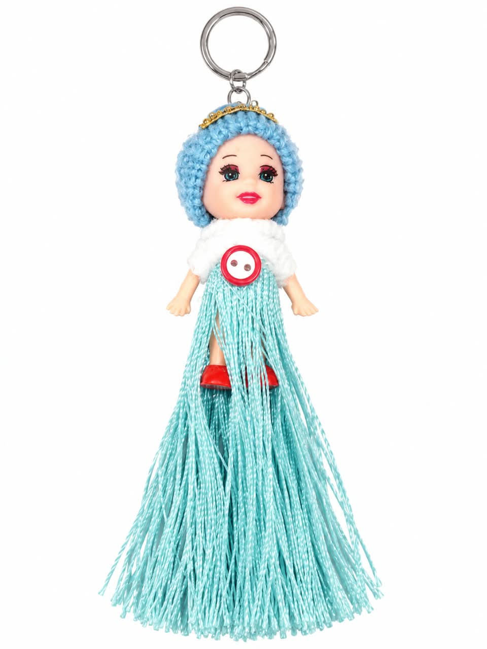 [PACK OF 12] Adorably Cute Knitted Hat Mini Doll Tassel Keychains - 21347